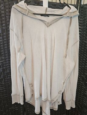 Beige And Green Hooded Women’s Pullover Longsleeve Hooded Tee